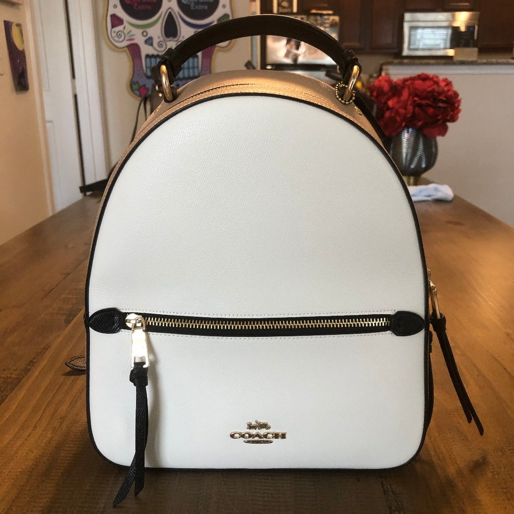 NEW! Coach Leather Backpack in White Beige & Gold